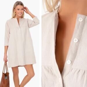 Tuckernuck Pomander Place Fallon Ecru Linen Cotton Mini Dress Size L